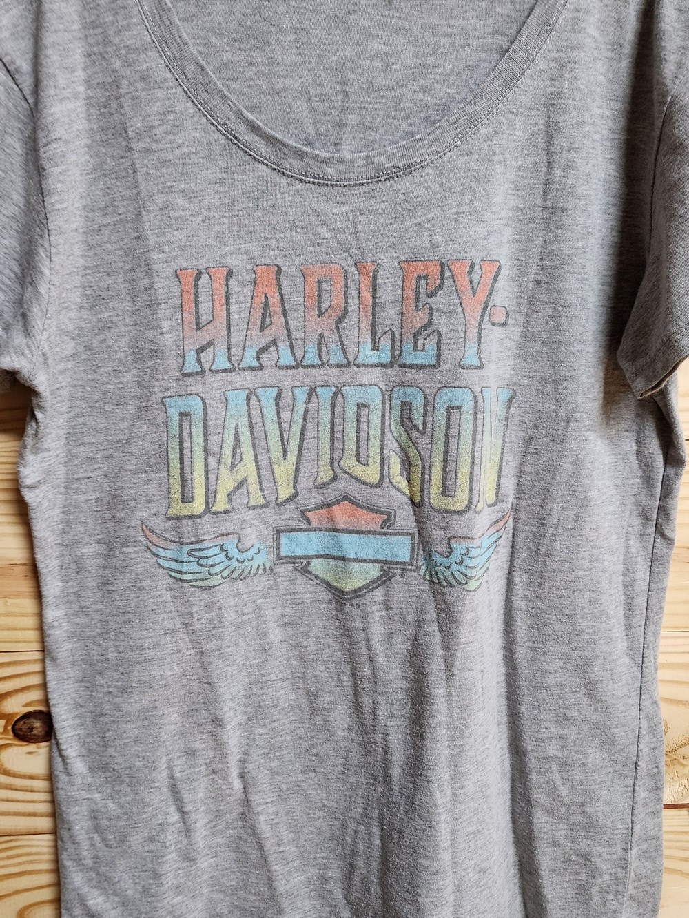 Harley-Davidson Women's Gray Graphic Tee - Pastel Logo